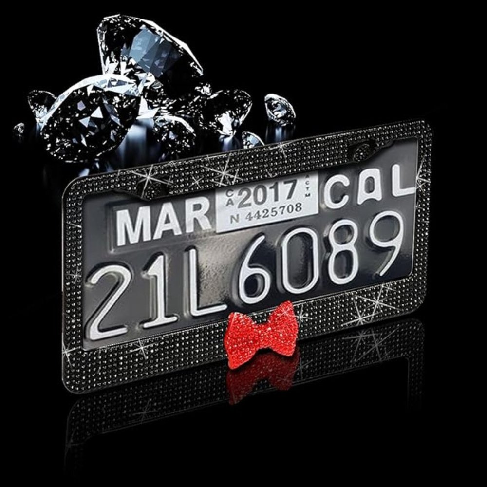 💕NEW Sparkling Bling Swarovski Crystal Silver Hello Kitty License Plate … - Picture 10 of 13